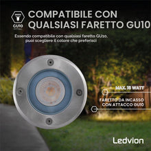 Carica l'immagine nel visualizzatore di Gallery, Ledvion Faretto LED da Incasso per Esterno IP67 3W 230V GU10 rotondo