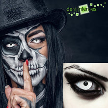 Carica l'immagine nel visualizzatore di Gallery, DESIGNLENSES, Lenti a contatto giornaliere colorate per costume di Halloween da zombie, senza gradazione, 1 paio (2 pezzi), lentes colore completamente (Whiteout, 14.00, 0.00, Diottria)