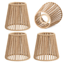 Carica l'immagine nel visualizzatore di Gallery, Set 4 Paralume Sospensione in Rattan Boho E27, 14x10x14 cm Paralume per Lampada da Tavolo e Terra, Paralume Intrecciato 