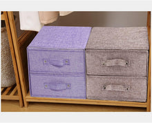 Carica l'immagine nel visualizzatore di Gallery, YINGGG Portaoggetti in tessuto Contenitori portaoggetti con maniglia Cassetto Organizer Contenitori pieghevoli per calzini, reggiseni (grigio, 3 grandi cassetti)