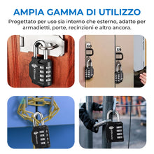 Carica l'immagine nel visualizzatore di Gallery, Double Dragon Lucchetto a combinazione 4 cifre, resistente, nero