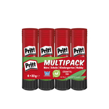 Carica l'immagine nel visualizzatore di Gallery, Pritt Penna adesiva, colla sicura e adatta ai bambini per arte e artigianato, colla potente per articoli scolastici e per ufficio, 4x 22 g Pen Pritt
