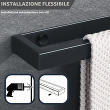 Carica l'immagine nel visualizzatore di Gallery, SAYAYO Portasciugamani Bagno Nero Porta Asciugamano Autoadesivo 30CM