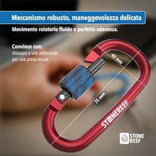 Carica l'immagine nel visualizzatore di Gallery, STONE REEF Confezione da 10 mini moschettoni (75 x 42 mm) – moschettone in alluminio piccolo con chiusura a scatto – Ver