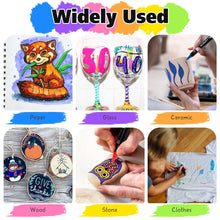Carica l&#39;immagine nel visualizzatore di Gallery, Diboniur 24 Colori Pennarelli Doppia Punta, Pennarelli Acrilici Brush Pen, Punta Pennello e Punta Media Set Pennarelli Ad Acqua, per Colorazione, Calligrafia, Pittura, Legno, Vetro, Tessuti, Sassi