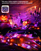 Carica l'immagine nel visualizzatore di Gallery, Halloween Luci Stringa Arancia Viola, BrizLabs 2 Pezzi 14M 120 LED Catena Luminosa Solare Esterno Impermeabile 8 Modalit