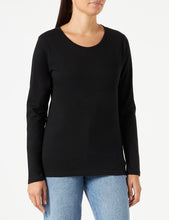 Carica l'immagine nel visualizzatore di Gallery, Berydale Maglietta a maniche lunghe con scollo rotondo in 100% cotone, Donna, Nero/bianco/grigio (confezione da 3), M