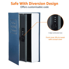 Carica l'immagine nel visualizzatore di Gallery, Amazon Basics Cassetta portavalori a forma di libro, Serratura con combinazione, Grande, Blu