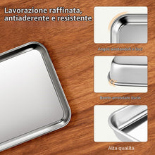 Carica l'immagine nel visualizzatore di Gallery, Fire More 2 Teglie per Forno Rettangolare, 23,5x17,5x2,5cm Teglia Antiaderente Sano e Durevole,Vassoio Rettangolare per 