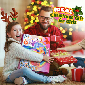 HappyGoLucky Calendario Avvento 2024 Bambina, Regalo Bambina 3-10 Anni Giochi Bambina Bambini 3 4 5 6 7 8 9 Anni Unicorno Bambole per Bambina Regali Natale Bambini Vestiti Accessori Bambole Sirena