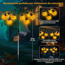 Carica l'immagine nel visualizzatore di Gallery, Fohil Halloween Decorazioni di Zucca, 2 Pezzi 16LED Lampade Solari Esterni, Luci Decorative per Halloween, Lanterna di Z