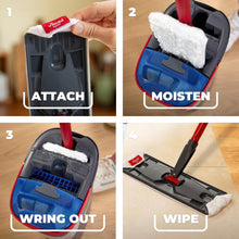 Carica l'immagine nel visualizzatore di Gallery, Vileda H2PrO Flat Mop sistema lavapavimenti a piastra piatta, con secchio lavapavimenti a doppia serbatoio, separa acqua pulita e sporca, 1,2 L per 60 m², compatto e salvaspazio, uso con una mano