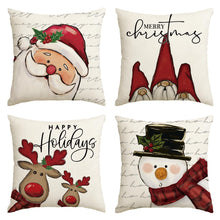 Carica l'immagine nel visualizzatore di Gallery, Artoid Mode GNOME - Set di 4 federe per cuscino con renna, motivo: Babbo Natale, pupazzo di neve, 45 x 45 cm
