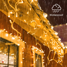 Carica l'immagine nel visualizzatore di Gallery, GYLEFY Luci Natale Esterno 10M Luci di Natale da Esterno Cascata 400 LED Tenda Luminosa Natale Esterno Impermeabili Collegabile Luci Natalizi Decorazioni Natalizie per Casa Giardino - Bianco Caldo