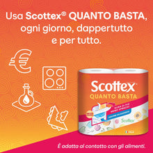 Carica l'immagine nel visualizzatore di Gallery, Scottex Quanto Basta, Carta Da Cucina, Opzione Mezzo Strappo, 3 Maxi Rotoli