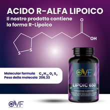 Carica l'immagine nel visualizzatore di Gallery, OVF Acido R-Alfa Lipoico 650 mg | 120 Capsule ad Alto Dosaggio (4 mesi fornitura) | Potente Antiossidante e Antinfiammat