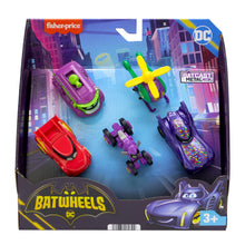 Carica l'immagine nel visualizzatore di Gallery, Fisher-Price DC Batwheels - Set da 5 Macchinine in Scala 1:55 Die-Cast Batcast Metal, Include Bam la Batmobile, Redbird, Prank, Bibi e Quizz, Giocattolo per Bambini, 3+ Anni, HML21