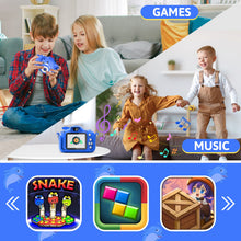 Carica l'immagine nel visualizzatore di Gallery, Hangrui Macchina Fotografica Bambini, Fotocamera Bambino con Giochi, 20MP 1080P Selfie Videocamera con 32G, Fotocamere Digitali Regalo Natale &amp;Compleanno da 3 a 12 Anni -Blu