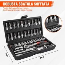 Carica l'immagine nel visualizzatore di Gallery, ValueMax Set di 46 Chiavi a Bussola Cr-V, Chiavi a Cricchetto da 1/4", Cassetta degli Attrezzi, Chiavi a Cricchetto con 