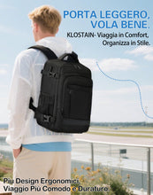 Carica l'immagine nel visualizzatore di Gallery, KLOSTAIN Zaino Ryanair 40x20x25 Zaino da Viaggio Aereo Bagaglio a Mano 20L Borsa da Cabina per Uomo e Donna Zaino da Viaggio Lavoro e Scuola Trekking, Nero
