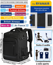 Carica l'immagine nel visualizzatore di Gallery, KLOSTAIN Zaino Ryanair 40x20x25 Zaino da Viaggio Aereo Bagaglio a Mano 20L Borsa da Cabina per Uomo e Donna Zaino da Viaggio Lavoro e Scuola Trekking, Nero