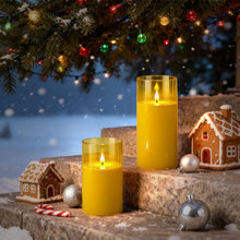 Carica l'immagine nel visualizzatore di Gallery, Set di 2 candele LED impermeabili senza fiamma, con telecomando e timer, candele LED tremolanti grandi per patio, giardi