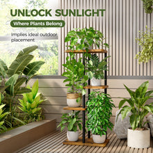 Carica l'immagine nel visualizzatore di Gallery, Bamworld Porta Piante da Interno ed Esterno per Balcone – Fioriera Verticale in Metallo e Legno con 4 Ripiani – Disponib