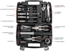 Carica l'immagine nel visualizzatore di Gallery, Amazon Basics 32 pezzi Set di utensili per la casa, Nero/Grigio