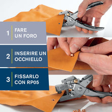 Carica l'immagine nel visualizzatore di Gallery, Rapid Pinza per Occhielli RP05 con Perforatore e 105 Occhielli da 4 mm