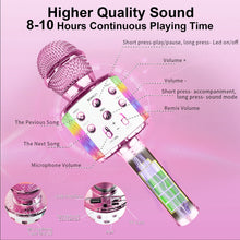 Carica l'immagine nel visualizzatore di Gallery, Microfono Karaoke Bluetooth per Bambini, Wireless con LED Flash &amp; Cambia Voce, Altoparlante Integrato Portatile, Compati