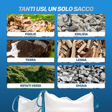 Carica l'immagine nel visualizzatore di Gallery, Sacco per il trasporto, per costruzioni in legno, rifiuti da giardino, sabbia ecc, 90 x 90 x 90 cm, portata 1000 kg (2)