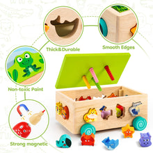Carica l'immagine nel visualizzatore di Gallery, Giochi Montessori 2 Anni | 6 in 1 Magnetici di Pesca in Legno Abilità Motorie Giocattoli Educativi | Giochi per Bambini 
