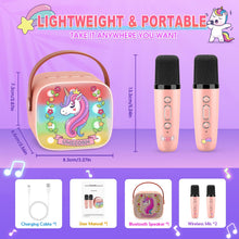 Carica l&#39;immagine nel visualizzatore di Gallery, Dislocati Karaoke per Bambini con 2 Microfono Wireless Karaoke, Regalo Bambina 3-12 Anni Microfono Bluetooth Bambini Giochi Bambina 3-12 Anni Canta Tu Karaoke Bambini Unicorno Bambina Regalo
