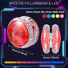 Carica l'immagine nel visualizzatore di Gallery, 5 Pezzi Yoyo Bambini LED Yoyo Professionale Yo-yo Luci Plastica Yo-yo Luminoso Reattivo per Principianti, Sacchetti Rega