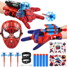 Carica l'immagine nel visualizzatore di Gallery, LIVESTN Set di 2 Spiderm Guanti per Bambino, Launcher Glove Guanti Launcher per Giochi con Spiderm Maschera e Spiderm Tatuaggi Spiderm Web Launcher Toy, Giocattolo Educativo per Bambini (D)