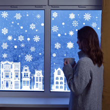 Carica l'immagine nel visualizzatore di Gallery, CHIHOLEN 137 immagini per finestre di Natale, bianco, decorazione natalizia con fiocchi di neve, autoadesive, per finestre riutilizzabili, in PVC su entrambi i lati