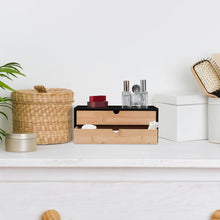 Carica l'immagine nel visualizzatore di Gallery, Relaxdays Organizer da Scrivania con 2 Cassetti in Bambù e MDF, Cassettiera da Ufficio, HLP 14x33x21 cm, Naturale Nero