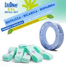 Carica l'immagine nel visualizzatore di Gallery, LillOne XXL-SET 10 Ricariche da Oltre 10 Metri + 1 Cassetta Riutilizzabile - Compatibili con Mangiapannolini Maialino Fo