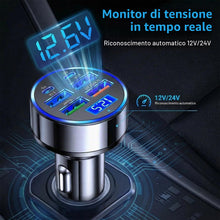 Carica l'immagine nel visualizzatore di Gallery, Caricabatterie Auto USB,4 USB + 2 PD Type-C con Display Digitale con Voltmetro LED Caricatore Accendisigari Rapido Unive