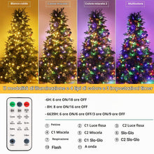 Carica l'immagine nel visualizzatore di Gallery, GlobaLink Lucine 20M 200 LED IP44 Colorate Super Luminose con Telecomando Luci della Stringa di Temporizzazione Regolabi