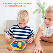 Carica l'immagine nel visualizzatore di Gallery, Coogam Puzzle di legno esagonale - Blocco di forma Tangram Rompicapo Giocattolo Geometria Logica IQ Gioco STEM Montessori Regalo educativo per tutte le età Sfida