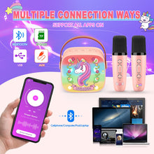 Carica l&#39;immagine nel visualizzatore di Gallery, Dislocati Karaoke per Bambini con 2 Microfono Wireless Karaoke, Regalo Bambina 3-12 Anni Microfono Bluetooth Bambini Giochi Bambina 3-12 Anni Canta Tu Karaoke Bambini Unicorno Bambina Regalo