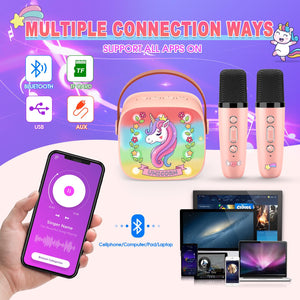 Dislocati Karaoke per Bambini con 2 Microfono Wireless Karaoke, Regalo Bambina 3-12 Anni Microfono Bluetooth Bambini Giochi Bambina 3-12 Anni Canta Tu Karaoke Bambini Unicorno Bambina Regalo