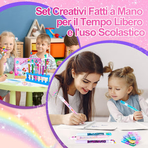 FGZU Kit Creativo per Creare Penne Carine, Lavoretti Creativi per Bambini idee Regalo per Bambina 6 7 8 9 10 Anni, Set di Penne di Cancelleria per Bambini, Giochi Bambina 4-12 Anni