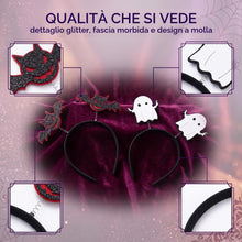 Carica l'immagine nel visualizzatore di Gallery, cerchietti Halloween pipistrello e fantasma, set da 2
