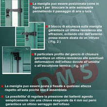 Carica l'immagine nel visualizzatore di Gallery, Kit universale base per spagnoletta a 1 e 2 ante. Si distingue per apertura con rotazione a 180°, è completa di gancio e
