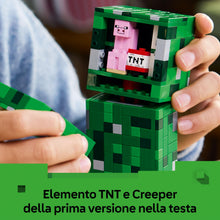 Carica l'immagine nel visualizzatore di Gallery, LEGO Minecraft Creeper Giocattolo - Action Figure di Mob Snodabile con Scomparto Segreto con Maiale e Elemento TNT - Regalo per Gamer, Bambini, Bambine e Fan Adolescenti da 10 Anni in su - 21276