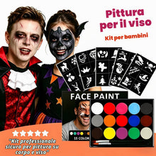 Carica l'immagine nel visualizzatore di Gallery, Kit Truccabimbi Halloween Face Painting 15 Colori Trucco Viso