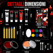 Carica l'immagine nel visualizzatore di Gallery, Trucchi Halloween Sangue Finto Kit, Trucco Halloween Viso Makeup Face Paint