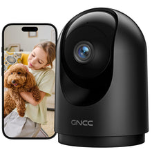 Carica l'immagine nel visualizzatore di Gallery, GNCC 2K Telecamera WiFi Interno 2.4/5GHz Visione Notturna Nero(Pack da 1)